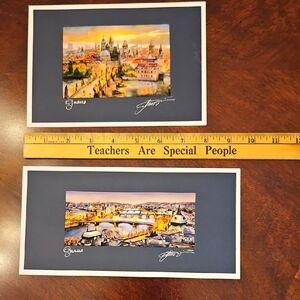 Set of Two Prague Cityscape Watercolor Prints
